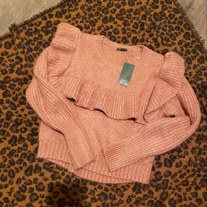 Pink cropped sweater very soft and comfortable size small.